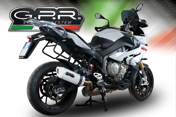 Scarico GPR compatibile con  Bmw S 1000 XR -M  2015-2016, Albus Ceramic, Scarico omologato, silenziatore con db killer estraibile e raccordo specifico
