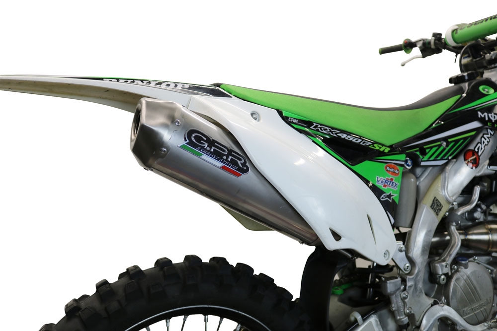 GPR exhaust compatible with  Kawasaki Kx 450 F 2012-2015, Pentacross Inox, Racing full system exhaust, including removable db killer/spark arrestor 