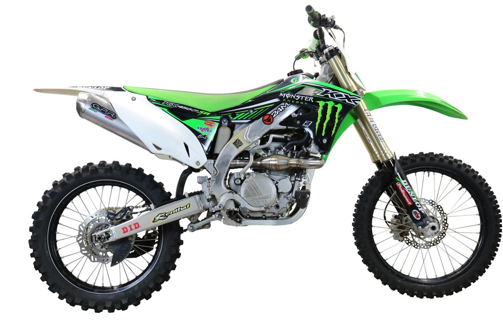 GPR exhaust compatible with  Kawasaki Kx 450 F 2012-2015, Pentacross Titanium, Racing full system exhaust, including removable db killer/spark arrestor 