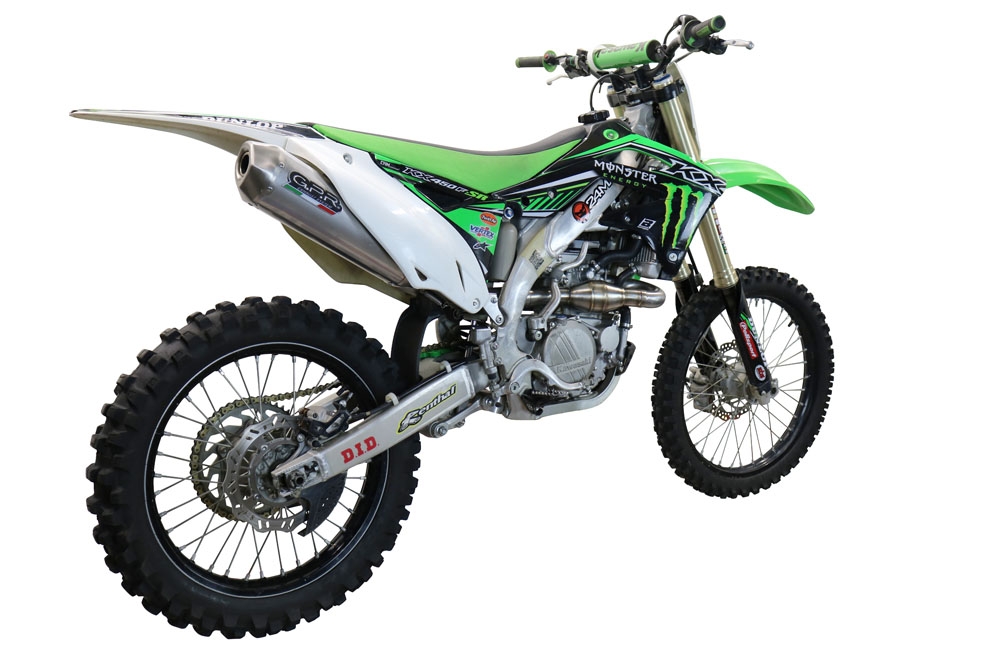 GPR exhaust compatible with  Kawasaki Kx 450 F 2012-2015, Pentacross Titanium, Racing full system exhaust, including removable db killer/spark arrestor 