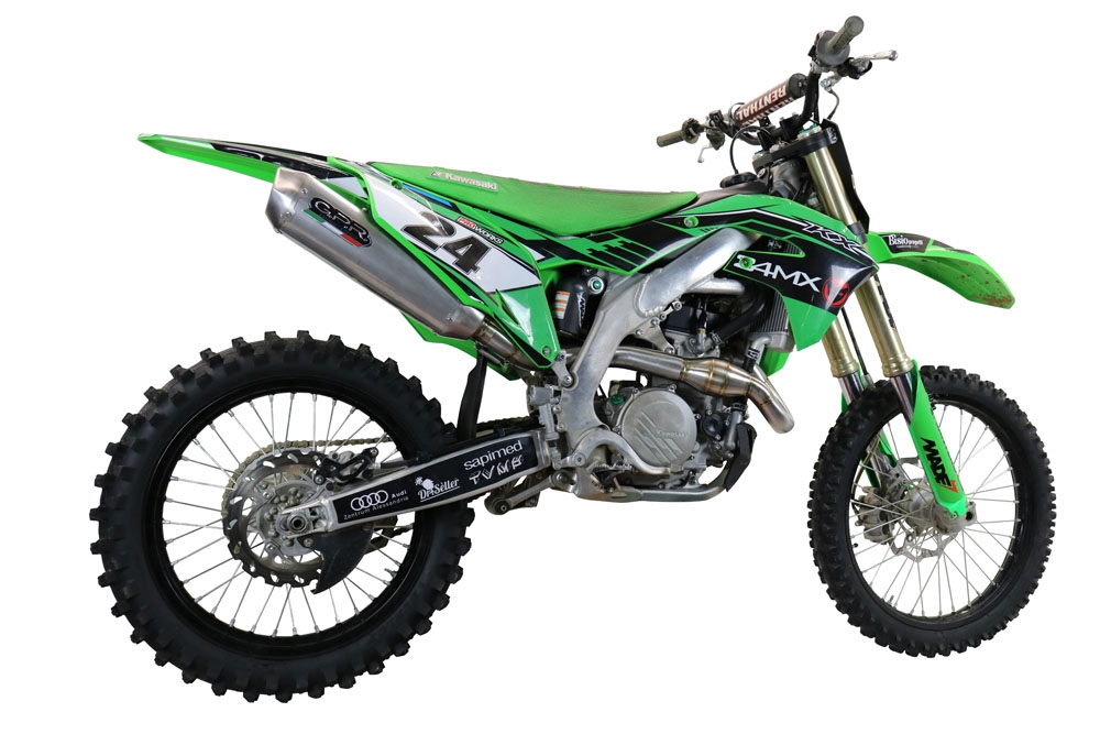 Scarico GPR compatibile con  Kawasaki Kx 450 F 2019-2020, Pentacross Inox, Scarico completo racing, fornito con db killer estraibile e collettore, non legale per uso stradale