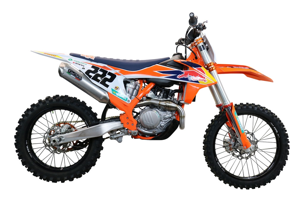GPR escape compatível com  Gas Gas MC 450F 2021-2023, Pentacross Inox, Escape racing linha completa, silencioso mais coletor com dbkiller, não homologado  