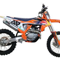GPR escape compatível com  Gas Gas MC 450F 2021-2023, Pentacross Inox, Escape racing linha completa, silencioso mais coletor com dbkiller, não homologado  