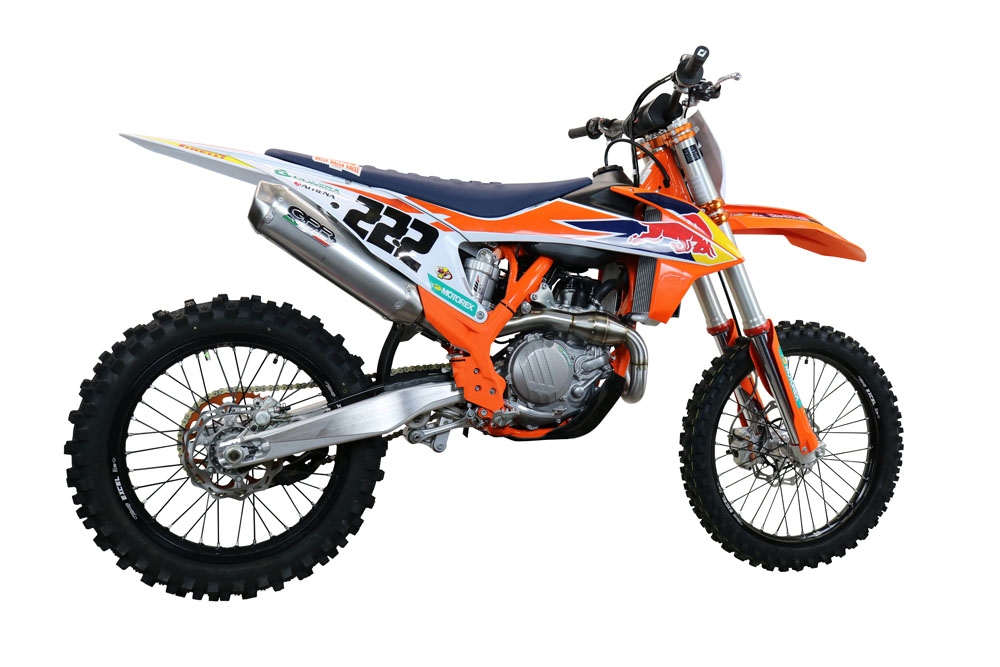 GPR escape compatível com  Gas Gas MC 450F 2021-2023, Pentacross Inox, Escape racing linha completa, silencioso mais coletor com dbkiller, não homologado  