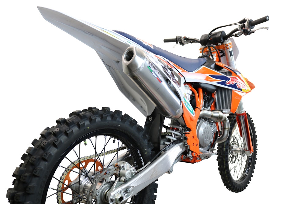 Scarico GPR compatibile con  Gas Gas MC 450F Factory EDITION 2023-2023, Pentacross Inox, Scarico completo racing, fornito con db killer estraibile e collettore, non legale per uso stradale
