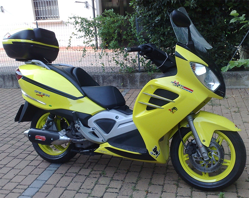 Scarico GPR compatibile con  Malaguti Spidermax 500 RS 2008-2011, Power Bomb, Scarico omologato, silenziatore con db killer estraibile e raccordo specifico