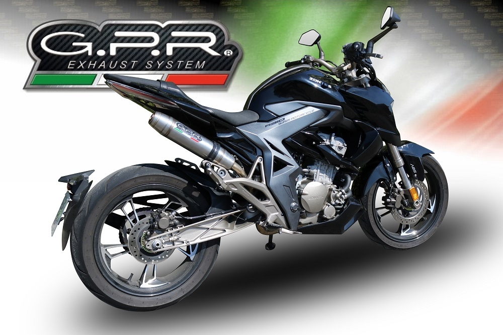 GPR exhaust compatible with  Zontes Zt 310 2021-2024, Deeptone Inox, Homologated legal full system exhaust, including removable db killer and catalyst 