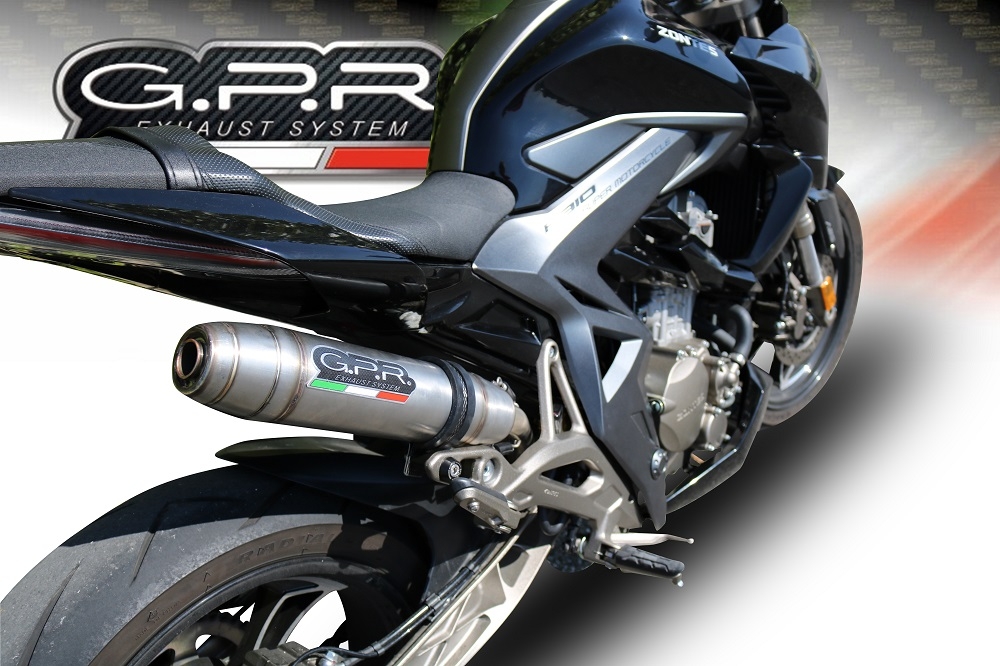GPR exhaust compatible with  Zontes Zt 310 2021-2024, Deeptone Inox, Homologated legal full system exhaust, including removable db killer and catalyst 