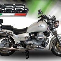 Scarico GPR compatibile con  Moto Guzzi California 1100 Special-Stone-Sport-Ev-Alu 1997-2005, Vintacone, Coppia di terminali di scarico omologati, forniti con db killer removibile, catalizzatori e raccordi specifici