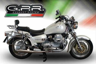 Scarico GPR compatibile con  Moto Guzzi California 1100 Special-Stone-Sport-Ev-Alu 1997-2005, Vintacone, Coppia di terminali di scarico omologati, forniti con db killer removibile, catalizzatori e raccordi specifici