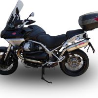 Scarico GPR compatibile con  Moto Guzzi Stelvio 1200 4V  2008-2010, Trioval, Terminale di scarico omologato, fornito con db killer estraibile, catalizzatore e raccordo specifico