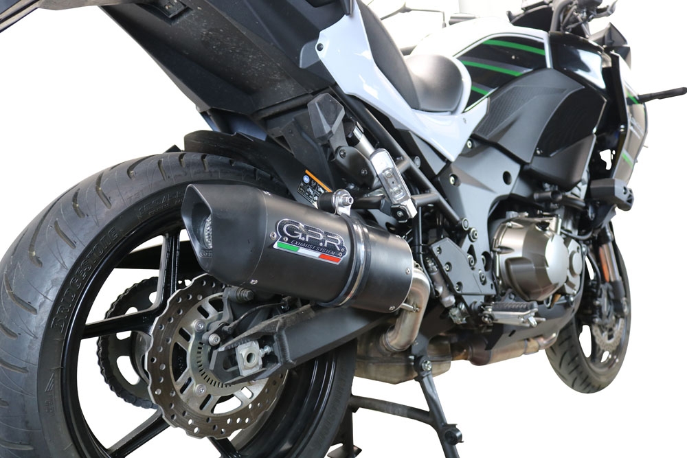 Scarico GPR compatibile con  Kawasaki Versys 1000 I.E. 2021-2024, Furore Evo4 Nero, Scarico omologato, silenziatore con db killer estraibile e raccordo specifico