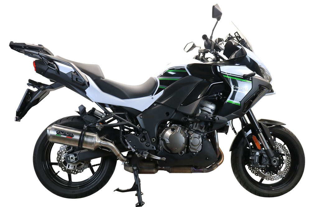 Scarico GPR compatibile con  Kawasaki Versys 1000 I.E. 2021-2024, Satinox , Scarico omologato, silenziatore con db killer estraibile e raccordo specifico