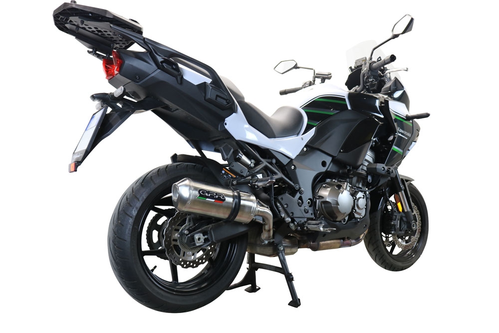 Scarico GPR compatibile con  Kawasaki Versys 1000 I.E. 2021-2024, Satinox , Scarico omologato, silenziatore con db killer estraibile e raccordo specifico