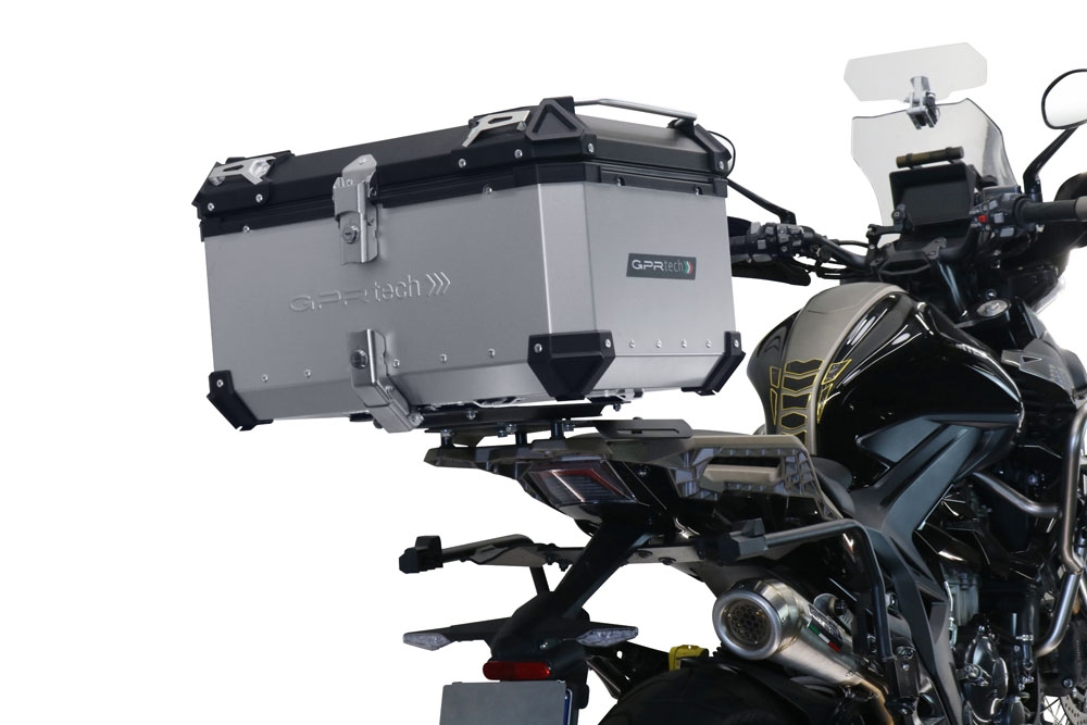 TOP CASE - BAULETTO GPR TECH COMPATABILE CON Zontes 350 T1 ADV 2022/2024 e5 GPR TECH BAULETTO TOP CASE ALPI-TECH 55 LT COLORE ARGENTO CON PIASTRA SPECIFICA 