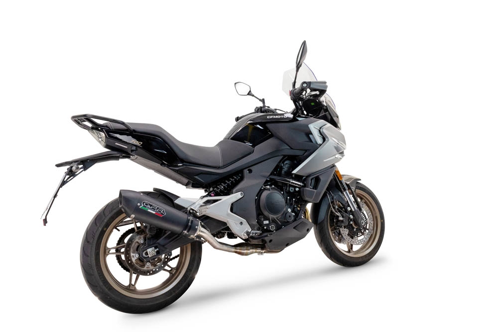 GPR pot echappement compatible avec  Cf Moto 700 Mt 2023-2024, New Grand Prix Evo Black Titanium, Échappement légal, homologué,silencieux avec catalyseur, db killer amovible et tuyau de liaison spécifique 