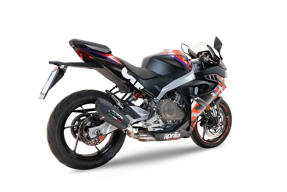 GPR pot echappement compatible avec  Aprilia RS 457 2024-2025, New Grand Prix Evo Black Titanium, Pot d'échappement complet racing, compris de collecteur et db killer amovible, sans homologation 