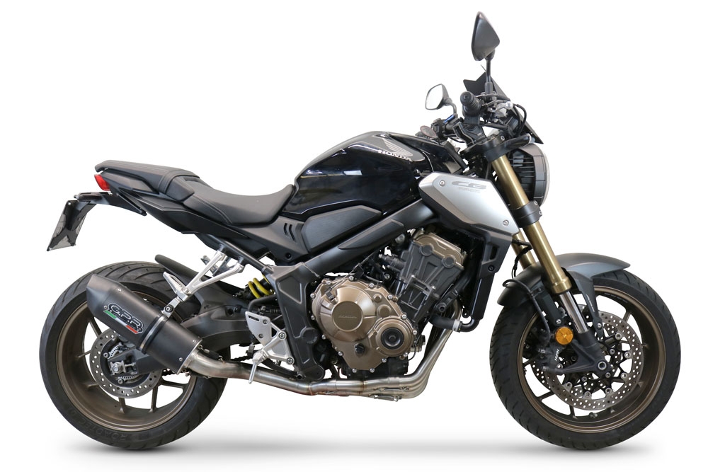 GPR exhaust compatible with  Honda Cbr 650 F 2017-2018, Furore Evo4 Nero, Homologated legal full system exhaust, including removable db killer and catalyst 