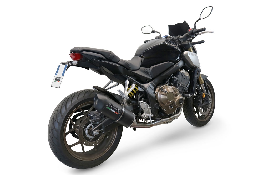GPR exhaust compatible with  Honda Cbr 650 F 2017-2018, Furore Evo4 Nero, Homologated legal full system exhaust, including removable db killer and catalyst 