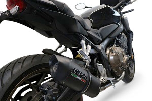 GPR exhaust compatible with  Honda Cbr 650 F 2017-2018, Furore Evo4 Nero, Homologated legal full system exhaust, including removable db killer and catalyst 