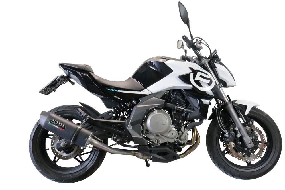 Scarico GPR compatibile con  Cf Moto 650 Nk 2021-2024, Furore Evo4 Nero, Terminale di scarico omologato,fornito con db killer estraibile,catalizzatore e collettore