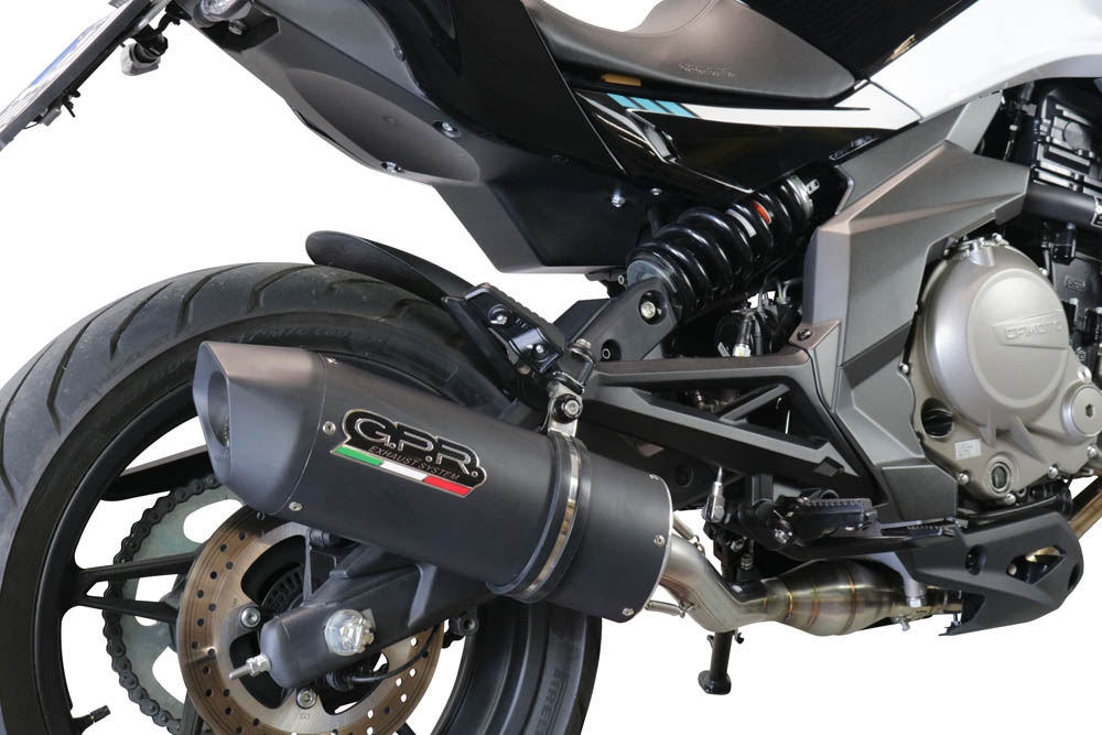 Scarico GPR compatibile con  Cf Moto 650 Nk 2021-2024, Furore Evo4 Nero, Terminale di scarico omologato,fornito con db killer estraibile,catalizzatore e collettore