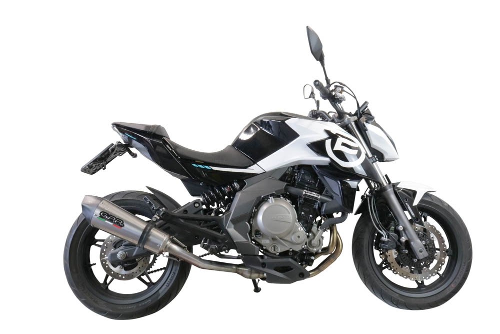 GPR pot echappement compatible avec  Cf Moto 400 NK 2019-2020, New Grand Prix Evo Titanium, Échappement légal, homologué,silencieux avec catalyseur, db killer amovible et tuyau de liaison spécifique 