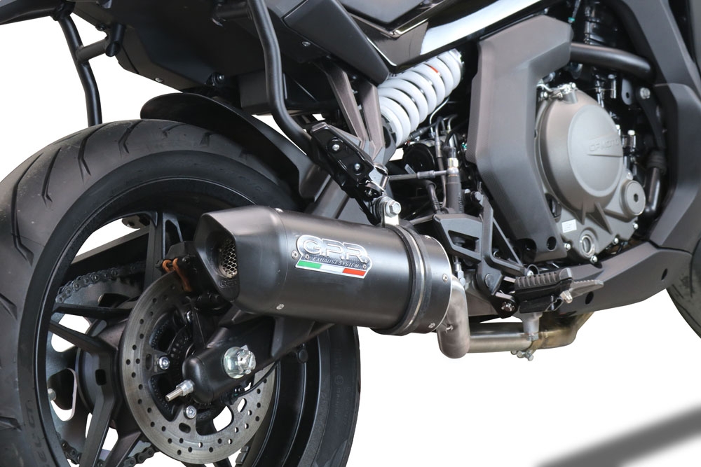 Scarico GPR compatibile con  Cf Moto 650 Gt 2022-2024, Furore Nero, Terminale di scarico Racing, con raccordo specifico e db killer estraibile