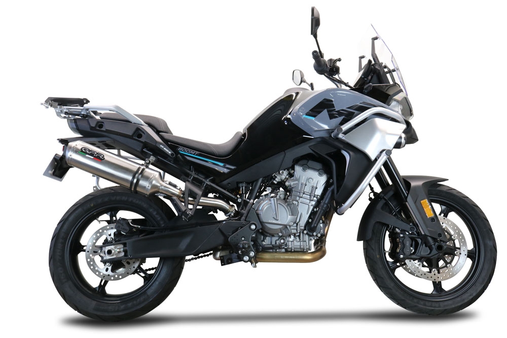 GPR exhaust compatible with  Cf Moto 800 Mt Touring 2022-2024, Satinox , Homologated legal slip-on exhaust including removable db killer and link pipe 