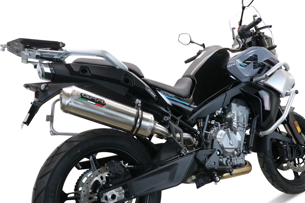 GPR exhaust compatible with  Cf Moto 800 Mt Touring 2022-2024, Satinox , Homologated legal slip-on exhaust including removable db killer and link pipe 
