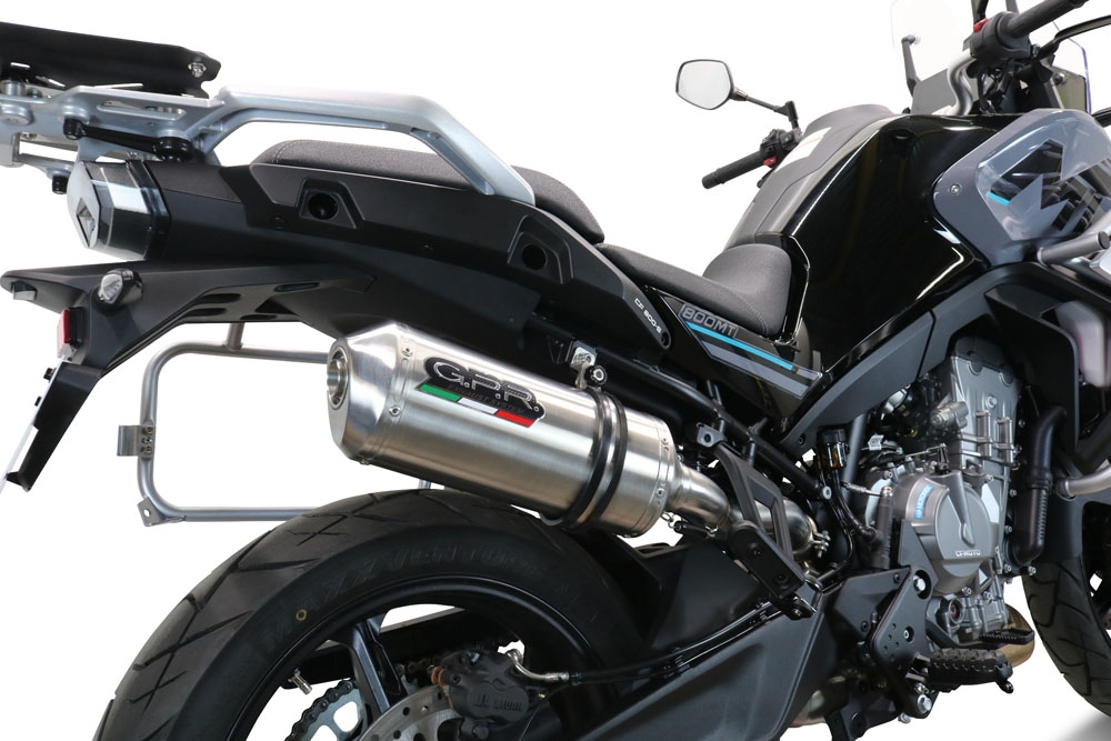 GPR exhaust compatible with  Cf Moto 800 Mt Touring 2022-2024, Satinox , Homologated legal slip-on exhaust including removable db killer and link pipe 