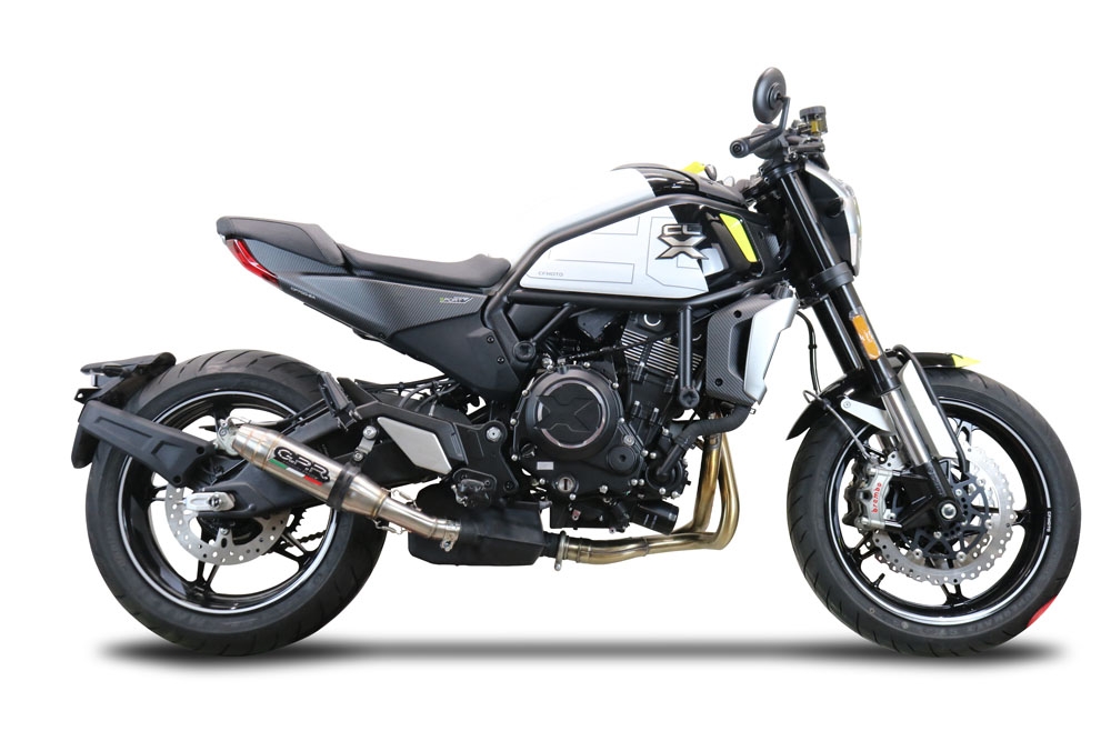 GPR exhaust compatible with  Cf Moto 700 CL-X Adv 2022-2024, Deeptone Inox, Homologated legal slip-on exhaust including removable db killer and link pipe 