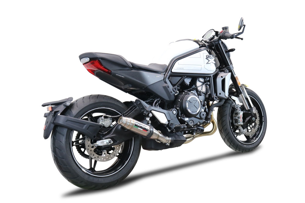 GPR exhaust compatible with  Cf Moto 700 CL-X Adv 2022-2024, Deeptone Inox, Homologated legal slip-on exhaust including removable db killer and link pipe 
