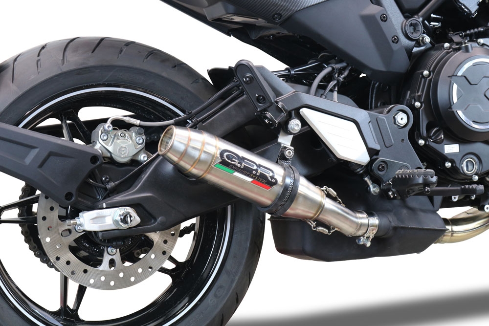 GPR exhaust compatible with  Cf Moto 700 CL-X Adv 2022-2024, Deeptone Inox, Homologated legal slip-on exhaust including removable db killer and link pipe 