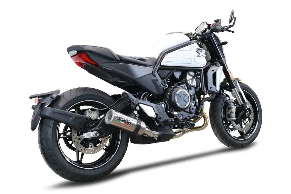 GPR exhaust compatible with  Cf Moto 700 CL-X Sport 2022-2024, M3 Titanium Natural, Homologated legal slip-on exhaust including removable db killer and link pipe 