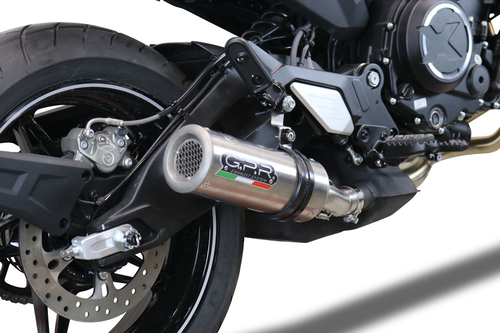 GPR exhaust compatible with  Cf Moto 700 CL-X Sport 2022-2024, M3 Titanium Natural, Homologated legal slip-on exhaust including removable db killer and link pipe 