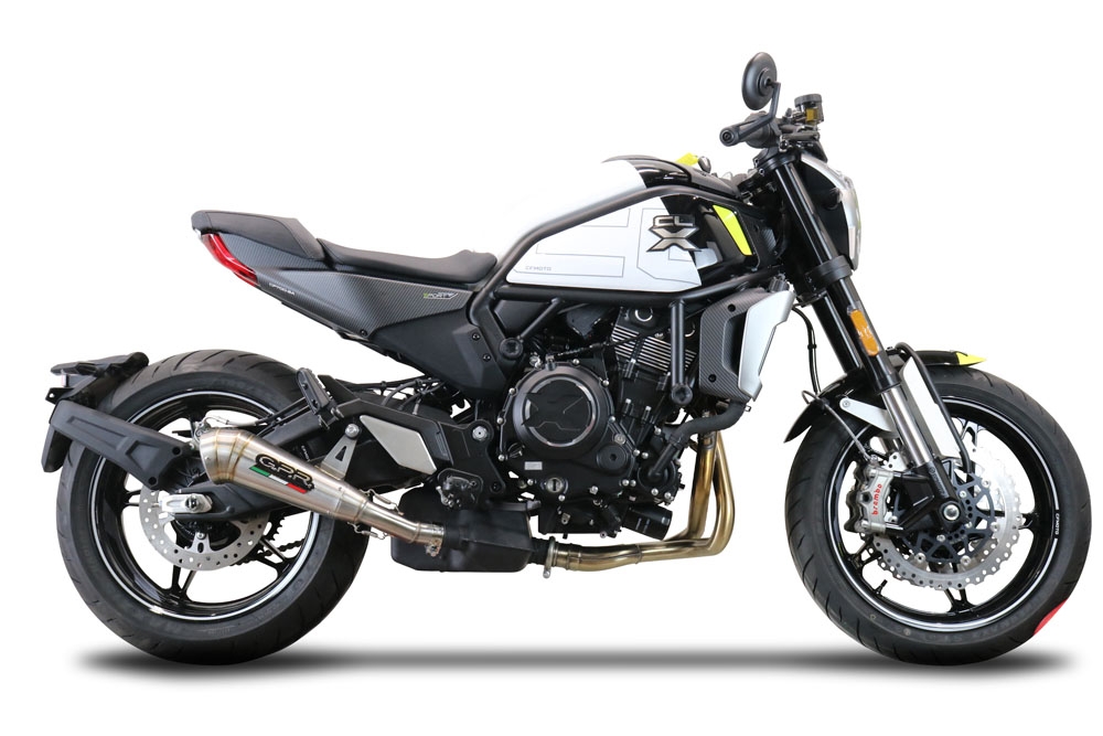 GPR exhaust compatible with  Cf Moto 700 CL-X Adv 2022-2024, Powercone Evo, Homologated legal slip-on exhaust including removable db killer and link pipe 