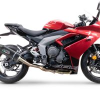 Scarico GPR compatibile con  Triumph Daytona 660 2023-2025, Furore Nero, Scarico completo racing, fornito con db killer estraibile e collettore, non conforme per uso stradale