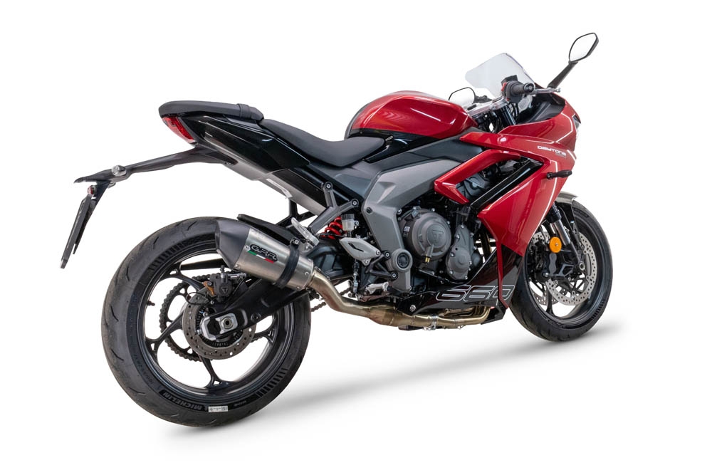 Scarico GPR compatibile con  Triumph Daytona 660 2023-2025, New Grand Prix Evo Titanium, Scarico completo racing, fornito con db killer estraibile e collettore, non conforme per uso stradale