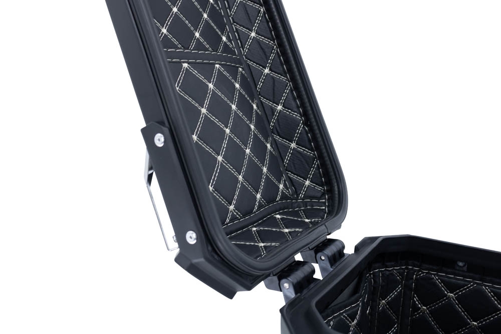 GPR TECH compatible with  GPR TECH Pair of side cases aluminum made with contoured right side, black color with specific pannier holder Pair of side cases aluminum made with contoured right side, black color with specific pannier holder Capacity 38 LT. + 