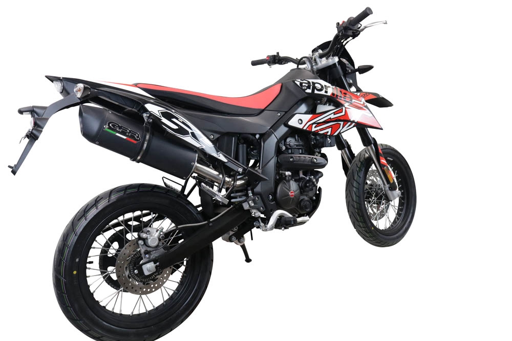 Scarico GPR compatibile con  Aprilia Rx 125 2021-2024, Furore Evo4 Nero, Terminale di scarico omologato, fornito con db killer estraibile, catalizzatore e raccordo specifico