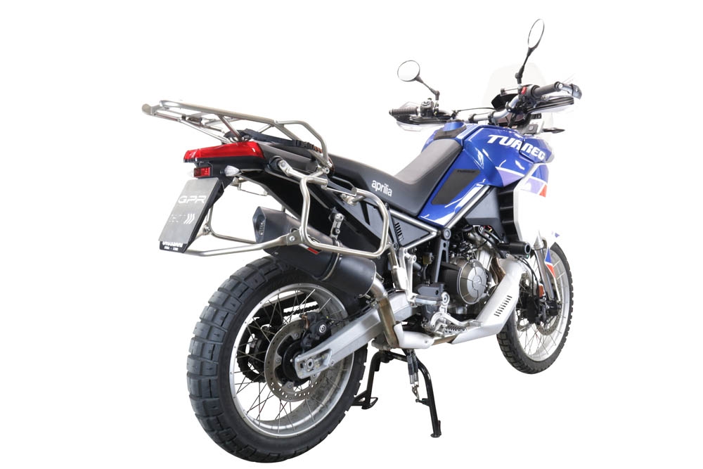 Scarico GPR compatibile con  Aprilia Tuareg 660 2021-2024, Furore Evo4 Nero, Scarico omologato, silenziatore con db killer estraibile e raccordo specifico