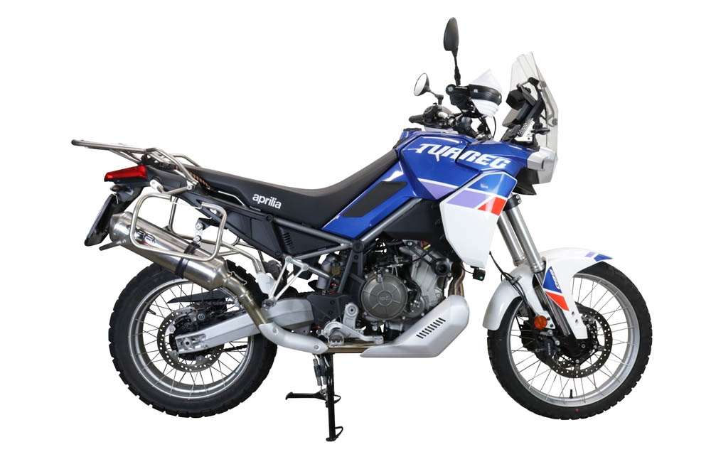 Scarico GPR compatibile con  Aprilia Tuareg 660 2021-2024, Satinox , Scarico omologato, silenziatore con db killer estraibile e raccordo specifico