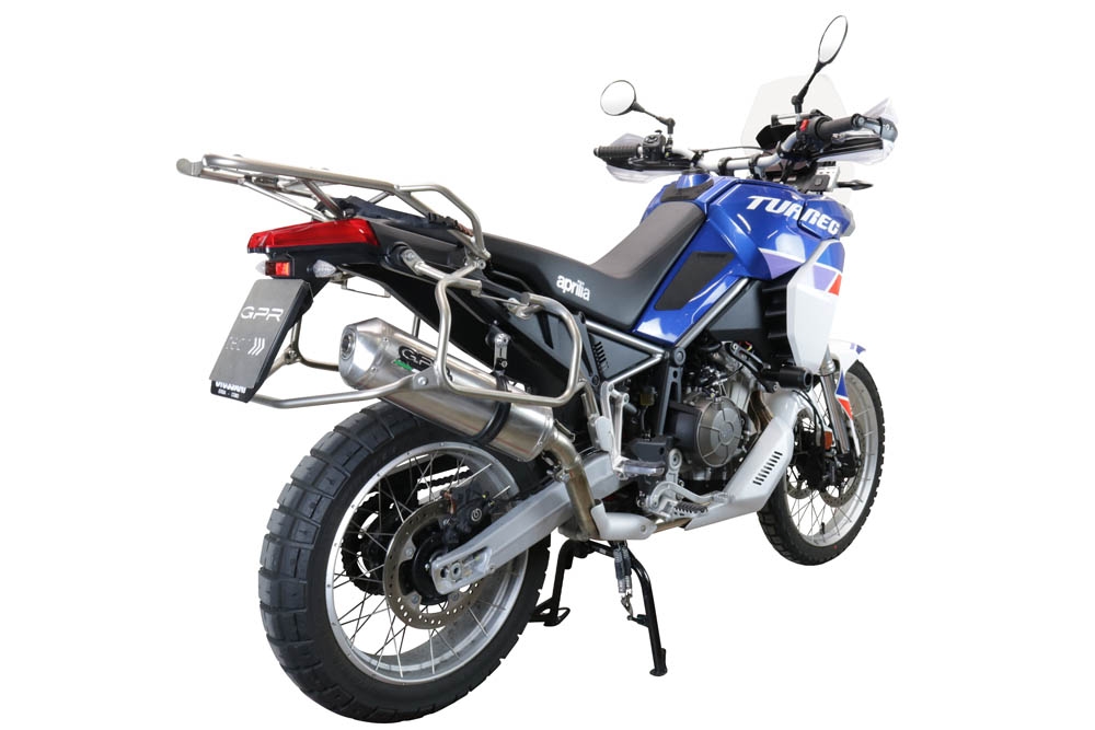 Scarico GPR compatibile con  Aprilia Tuareg 660 2021-2024, Satinox , Scarico omologato, silenziatore con db killer estraibile e raccordo specifico