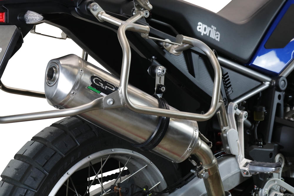 Scarico GPR compatibile con  Aprilia Tuareg 660 2021-2024, Satinox , Scarico omologato, silenziatore con db killer estraibile e raccordo specifico
