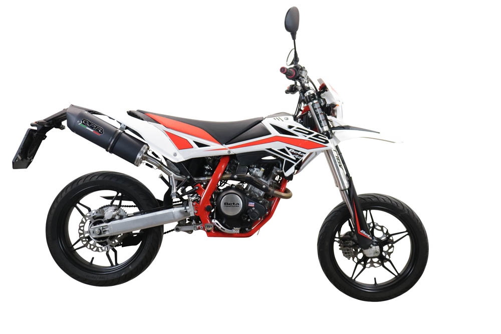 GPR exhaust compatible with  Beta RR 125 4T Enduro 2019-2020, Furore Evo4 Nero, Homologated legal slip-on exhaust including removable db killer, link pipe and catalyst 