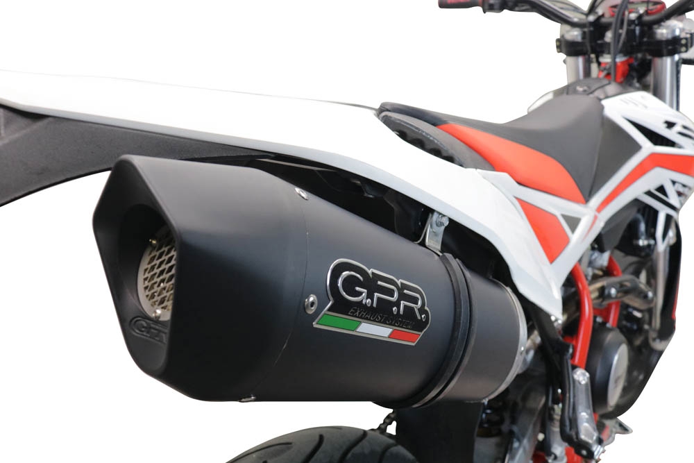 GPR exhaust compatible with  Beta RR 125 4T Enduro 2019-2020, Furore Evo4 Nero, Homologated legal slip-on exhaust including removable db killer, link pipe and catalyst 