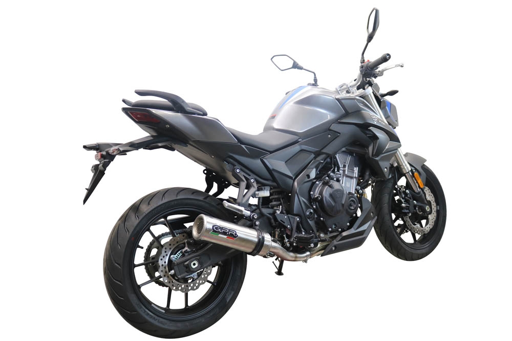 GPR exhaust compatible with  Voge 500R 2021-2024, M3 Inox , Homologated legal slip-on exhaust including removable db killer and link pipe 