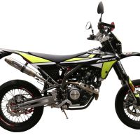 Scarico GPR compatibile con  Fantic Motor XMF 125 2021-2023, Deeptone Inox, Scarico omologato, silenziatore con db killer estraibile e raccordo specifico