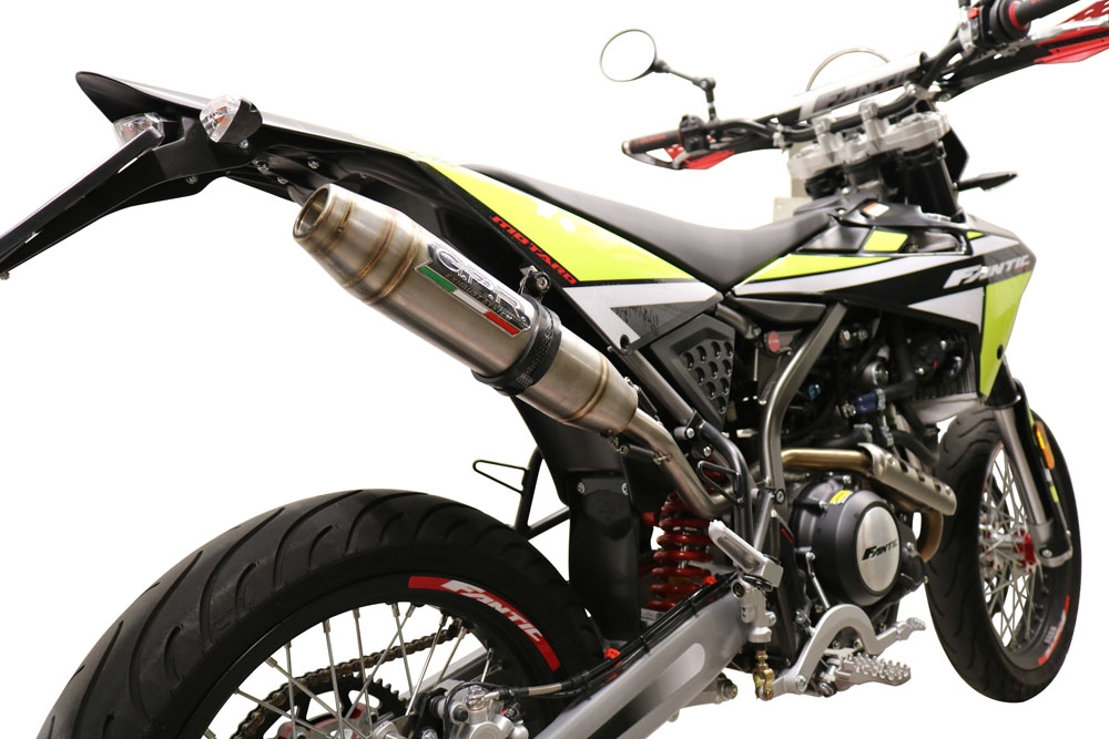 Scarico GPR compatibile con  Fantic Motor XMF 125 2021-2023, Deeptone Inox, Scarico omologato, silenziatore con db killer estraibile e raccordo specifico